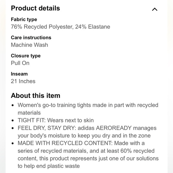 ADIDAS TIGHT FIT HIGH RISE YOGA TRAINING ATHLETIC 7/8 LEGGINGS PANTS SIZE 1X - Picture 8 of 8